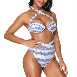 Ravishly Halter High Waist Sexy Cross Wrap Bikini